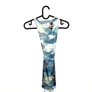 Crushed Velvet Cupid Halter Sky Dress